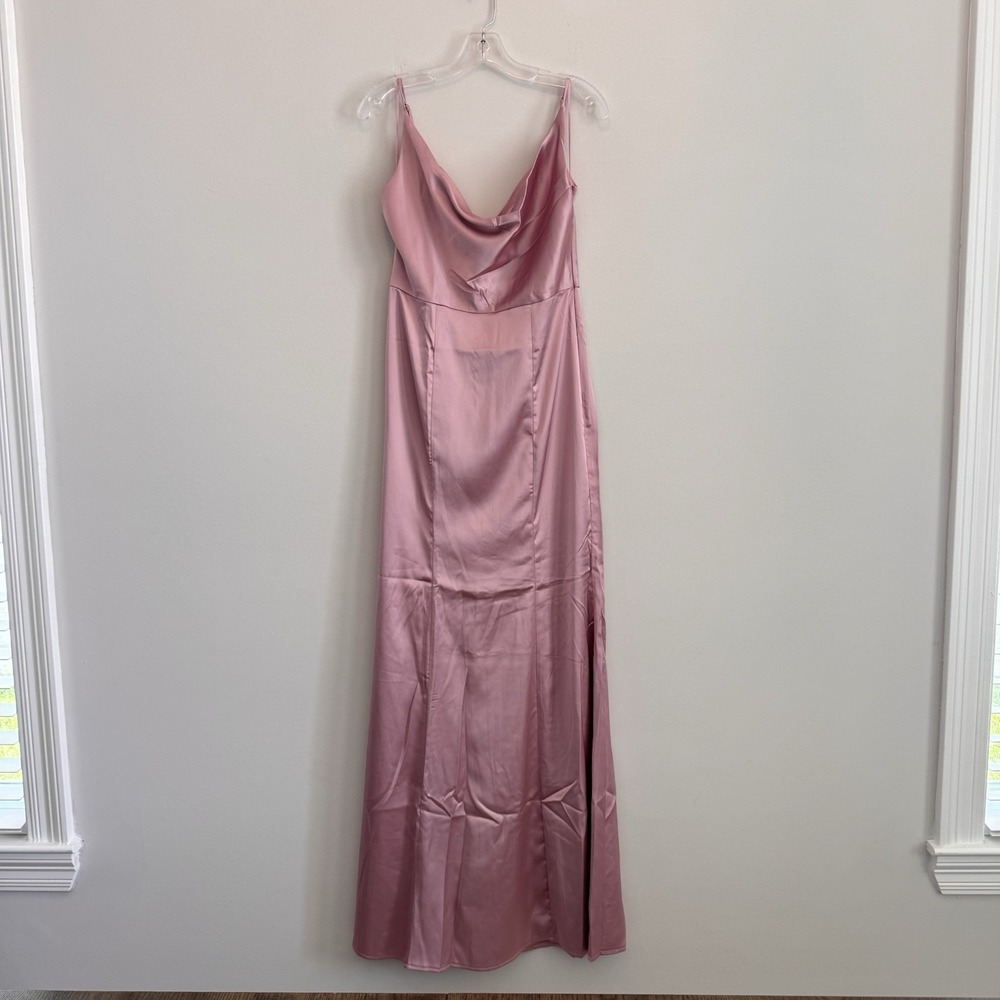 Maniju Women's Mauve Maxi Dress Size Medium Cowl Neck Formal Evening Gown Prom